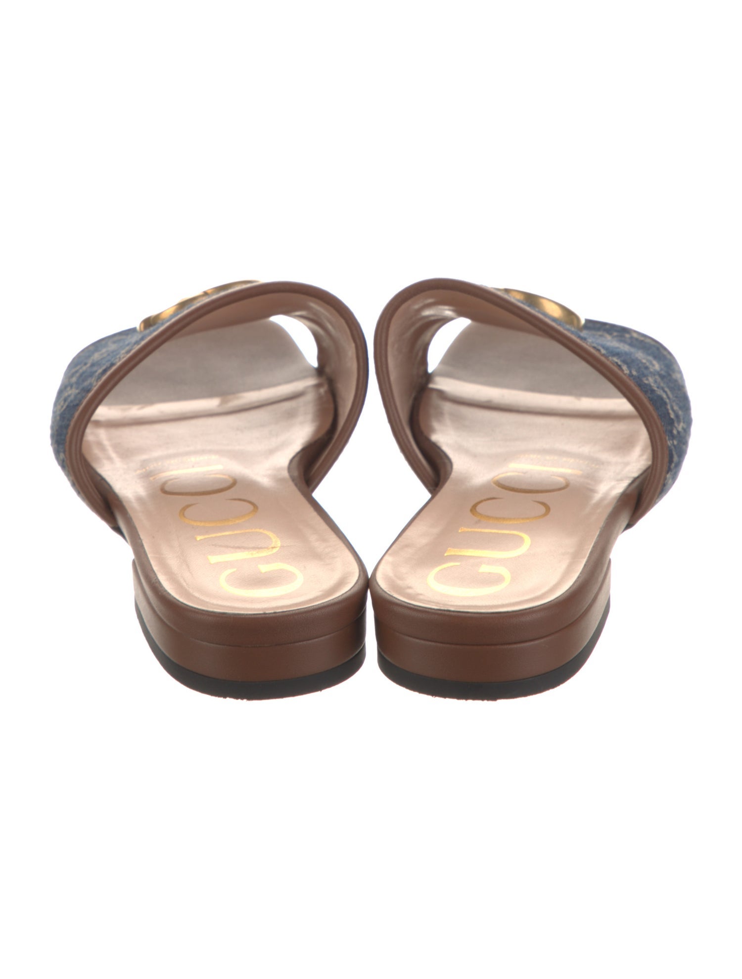 Gucci Double G Logo Denim Slides
